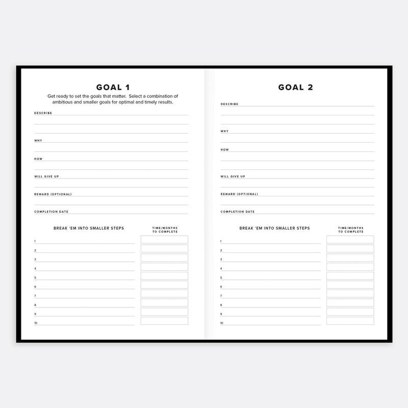 The Everything Planner opened goal setting pages