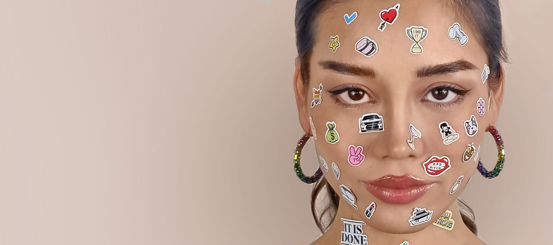 Girl with stickers on her face